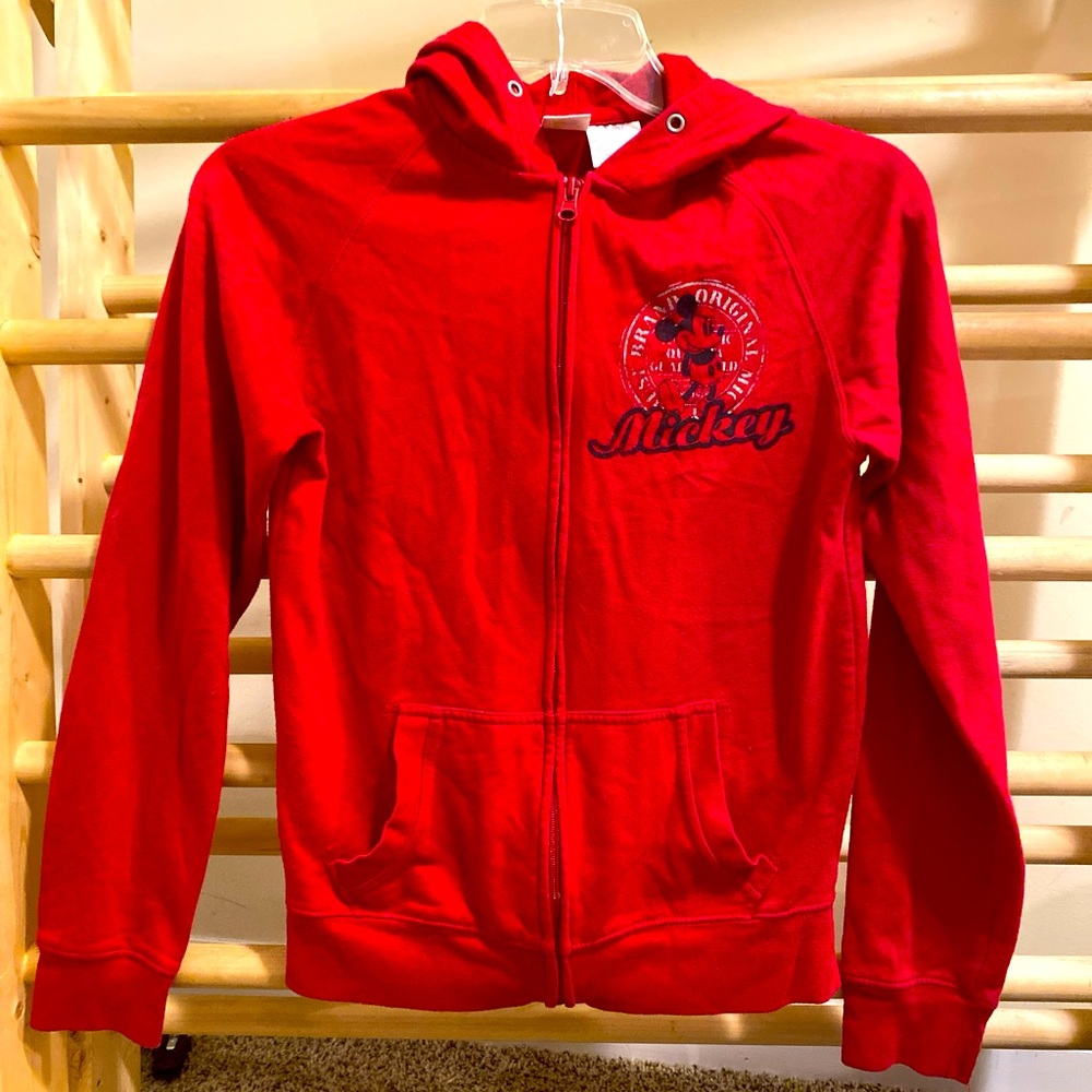 Vintage Mickey Mouse Juniors Hoodie Sweatshirt Sz Small 3/5  Front/back - EUC